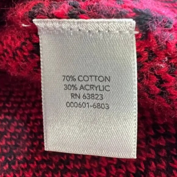 Christopher & Banks Sweater Medium Button Front Short Red Black Plaid - Picture 3 of 12